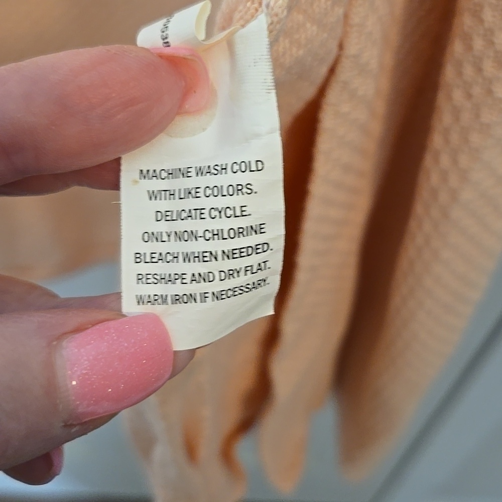 Falls CREEK WOMENS Peach Open-Front Cardigan Sweater SIDE SLITS 2X 3X GuC - Picture 4 of 6